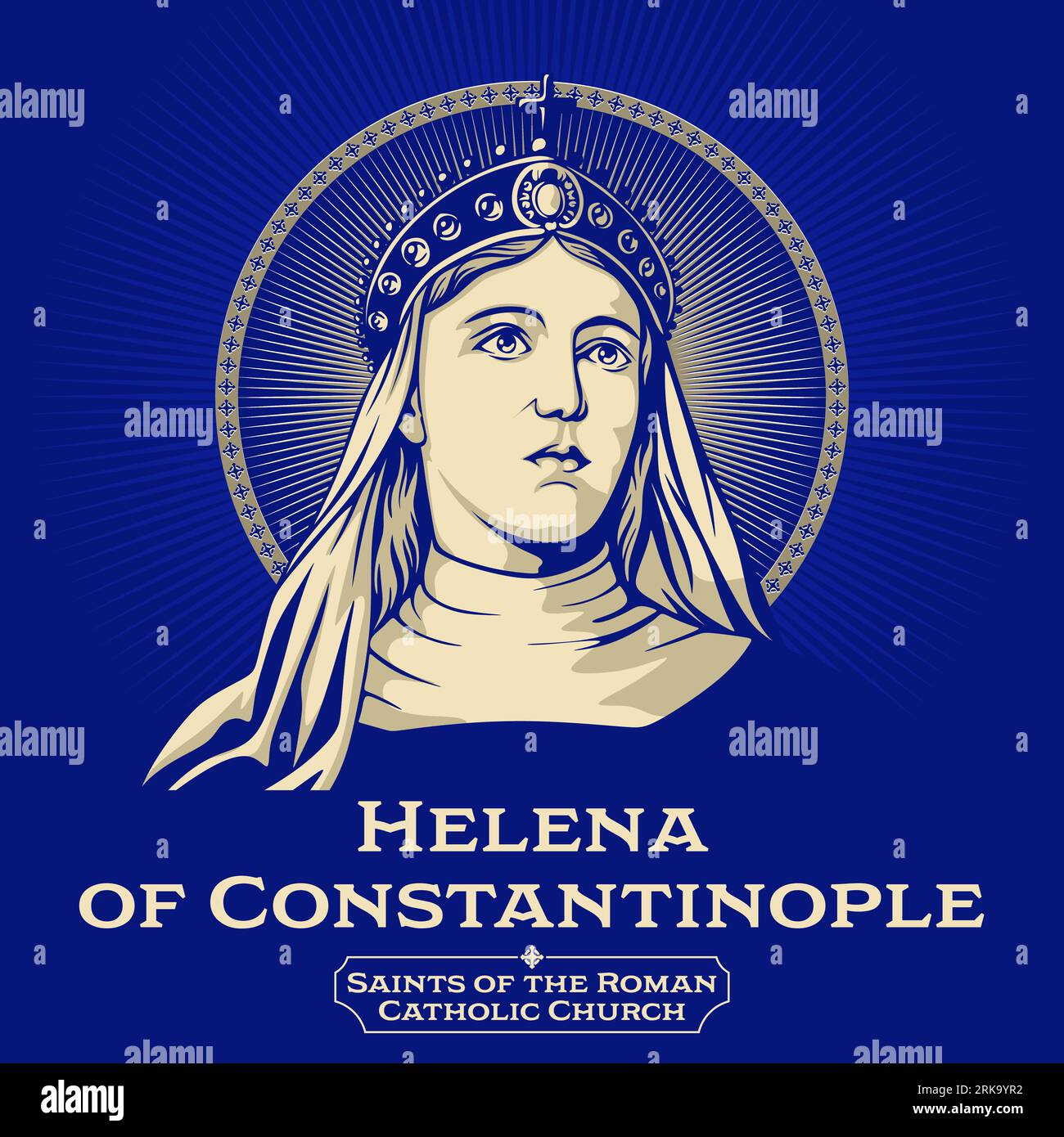 Saints catholiques. Hélène de Constantinople (246-330) était une Augusta de l'Empire romain et mère de l'empereur Constantin le Grand. Illustration de Vecteur