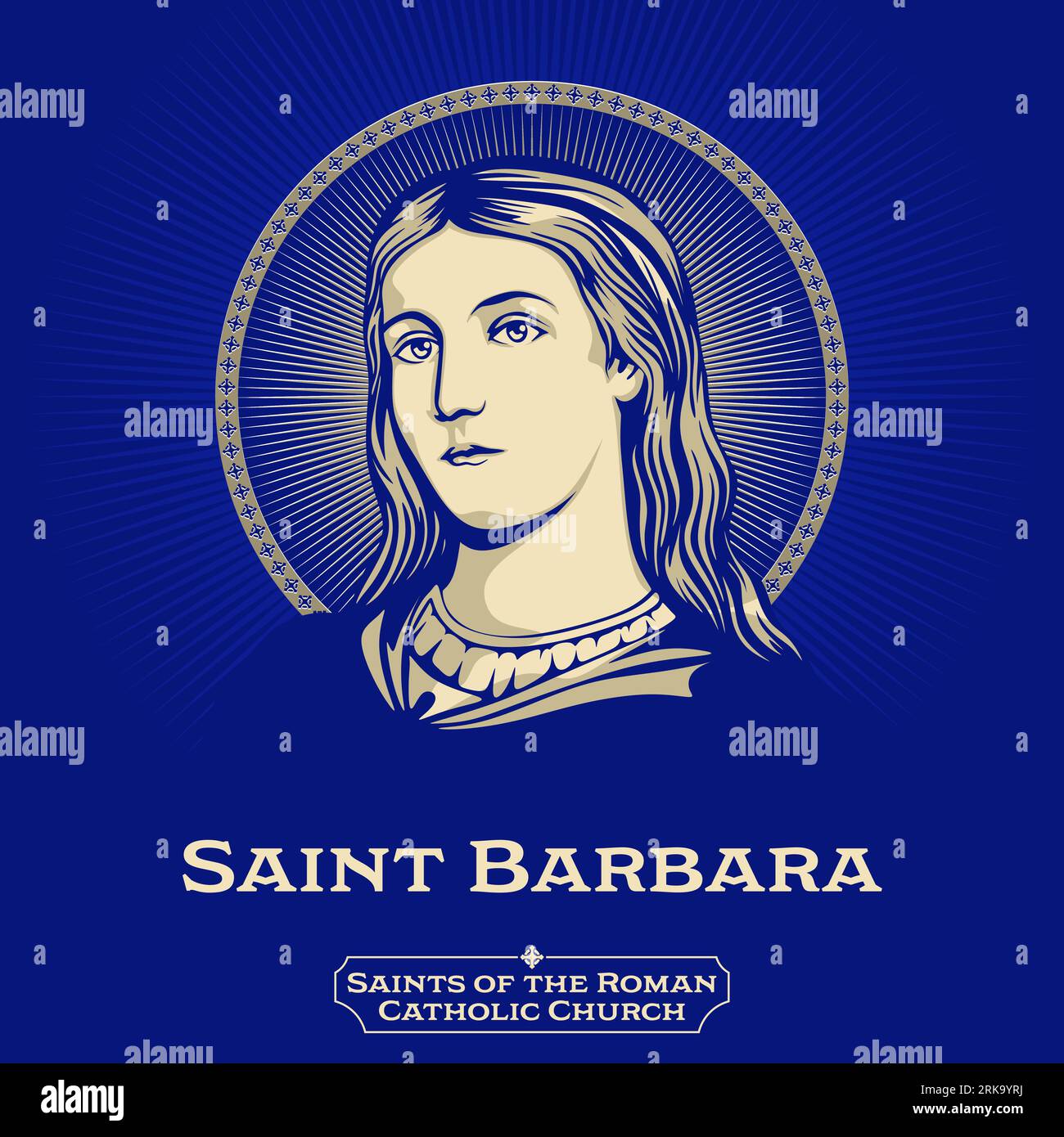 Saints catholiques. Sainte Barbara, connue dans l'Église orthodoxe orientale sous le nom de Grande Martyr Barbara, était une sainte et martyre grecque des premiers chrétiens. Illustration de Vecteur