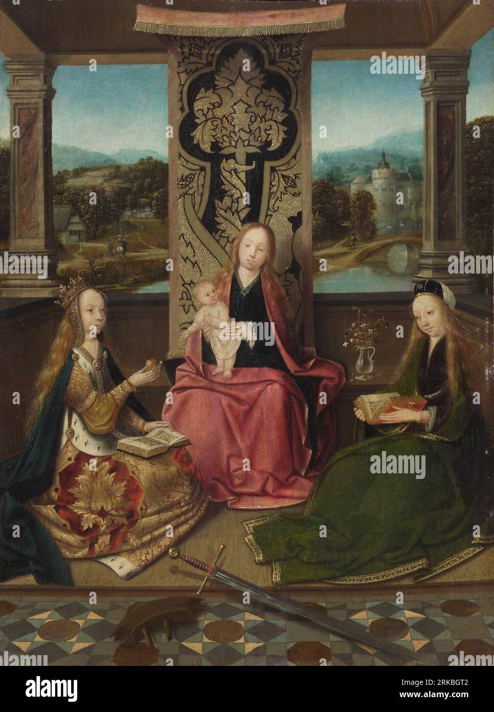 Madone et enfant avec les Saints Catherine et Barbara Deutsch : um 1510 par Maître de Hoogstraeten Banque D'Images