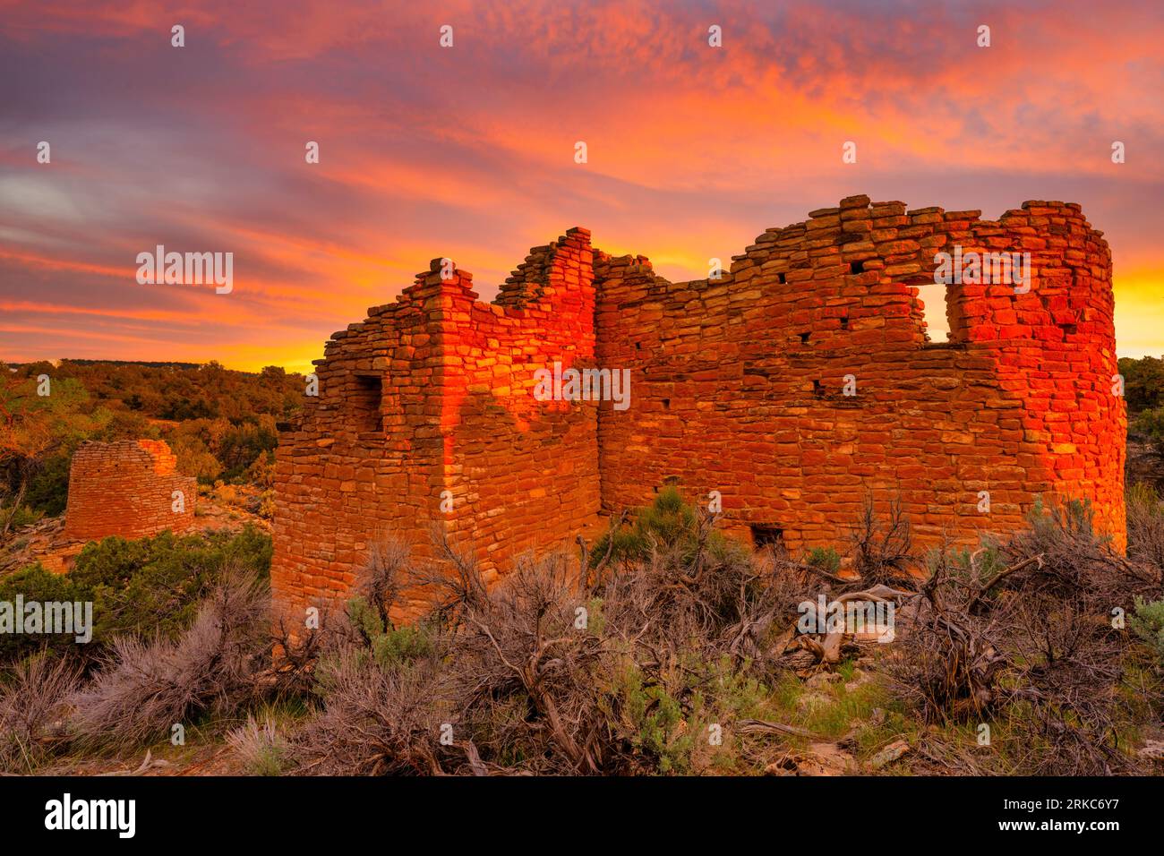 Château de Cutthroat, monument national de Hoveweep, ruines amérindiennes antiques, Colorado Banque D'Images
