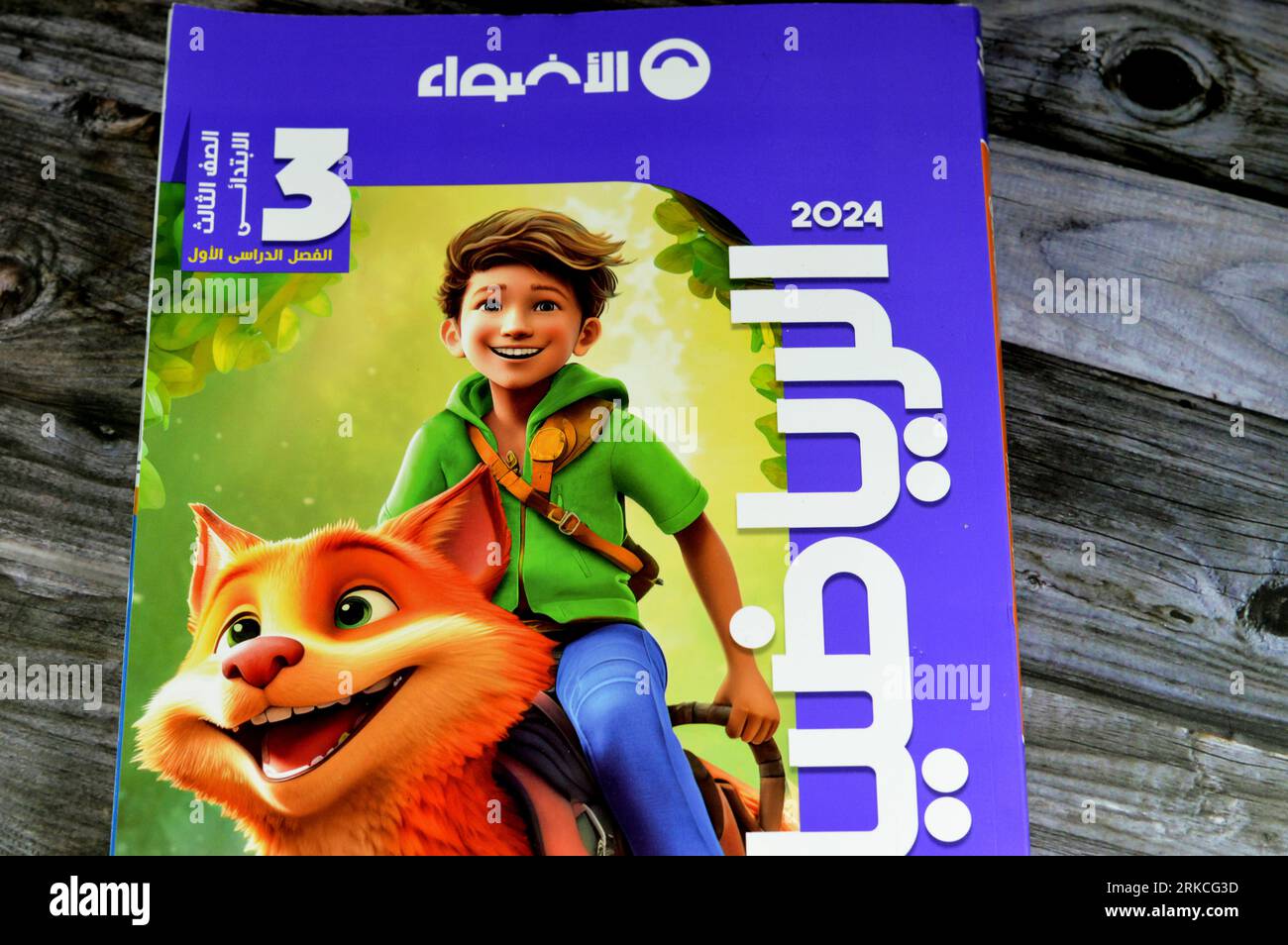 Le Caire, Egypte, août 18 2023 : école primaire mathématiques El Adwaa Lights livre, Livres éducatifs utilisés par les écoliers égyptiens, apprentissage, enseignement Banque D'Images