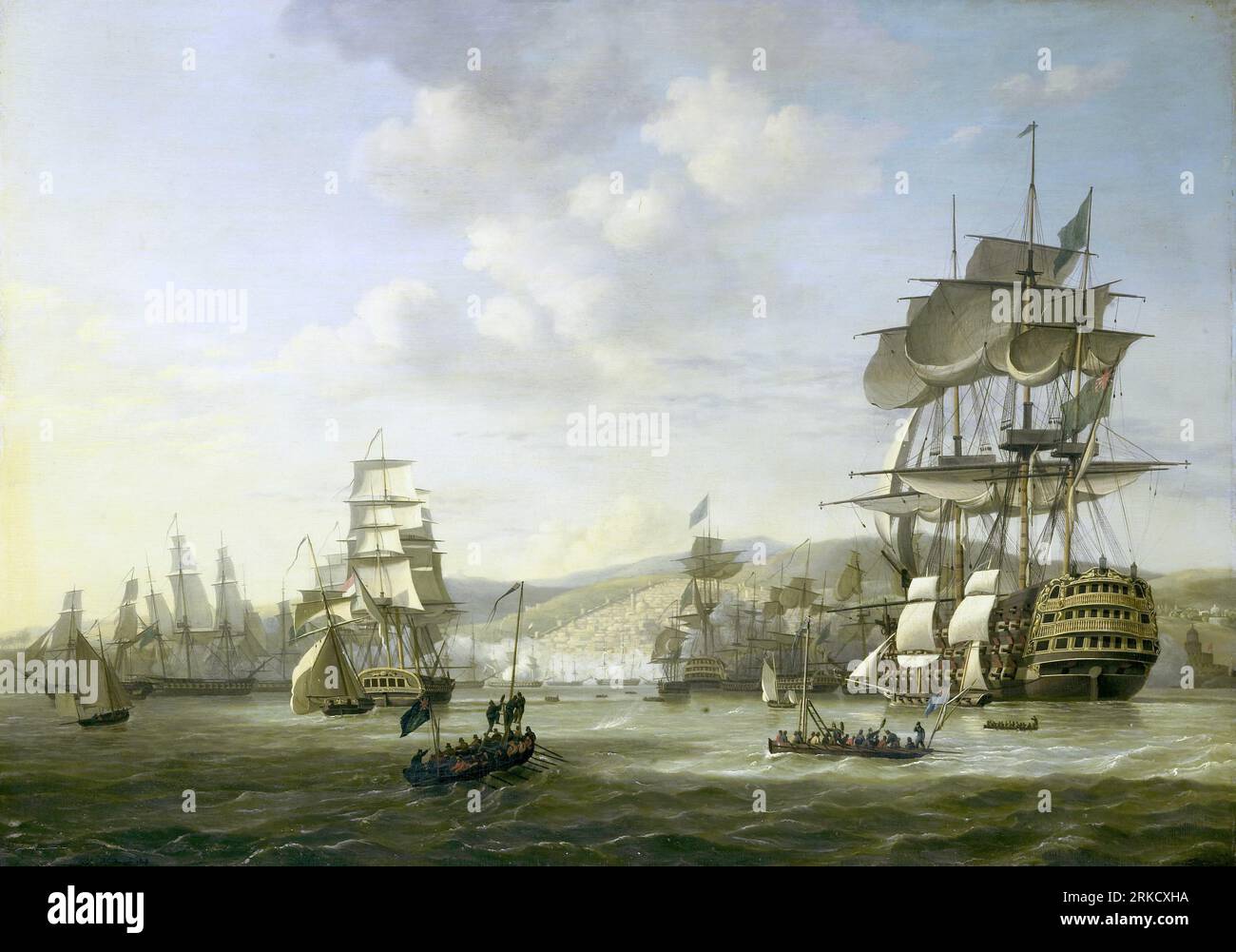 Quatre moments par la flotte anglo-néerlandaise dans la baie d'Alger, le 26-27 août 1816 1818 par Nicolaas Baur Banque D'Images