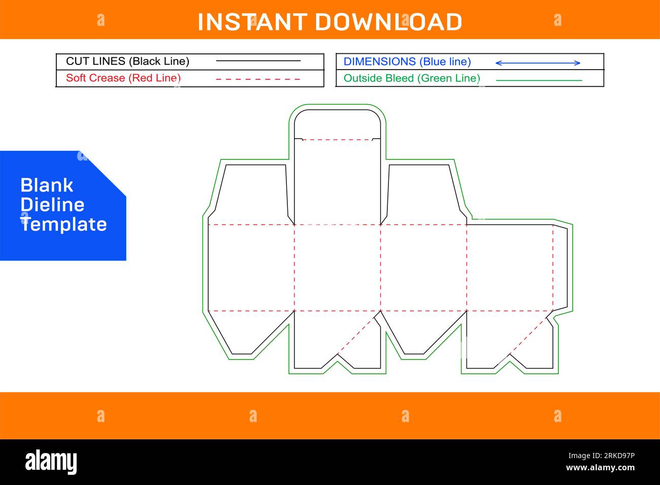 Boîte cubique boîte de fermeture inférieure automatique boîte 2,5 x 2,5 x 2,5 modèle de boîte adapté sur papier de format A4 modèle de ligne de découpe vierge Illustration de Vecteur