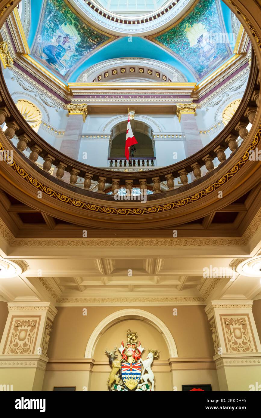 Architecture intérieure des aires publiques de l'Assemblée législative de la Colombie-Britannique à Victoria, Colombie-Britannique, Canada. Banque D'Images