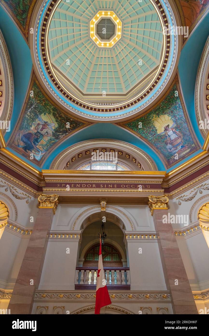 Architecture intérieure des aires publiques de l'Assemblée législative de la Colombie-Britannique à Victoria, Colombie-Britannique, Canada. Banque D'Images
