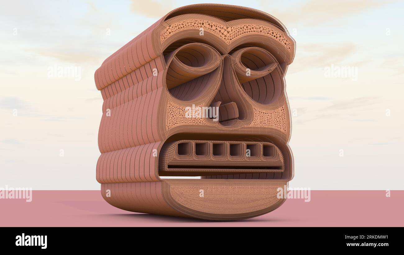 Illustration 3D d'une idole Tiki. Dans la mythologie Māori, Tiki est le premier homme créé par Tūmatauenga ou Tāne. Vous devez voir de près pour voir les détails Banque D'Images