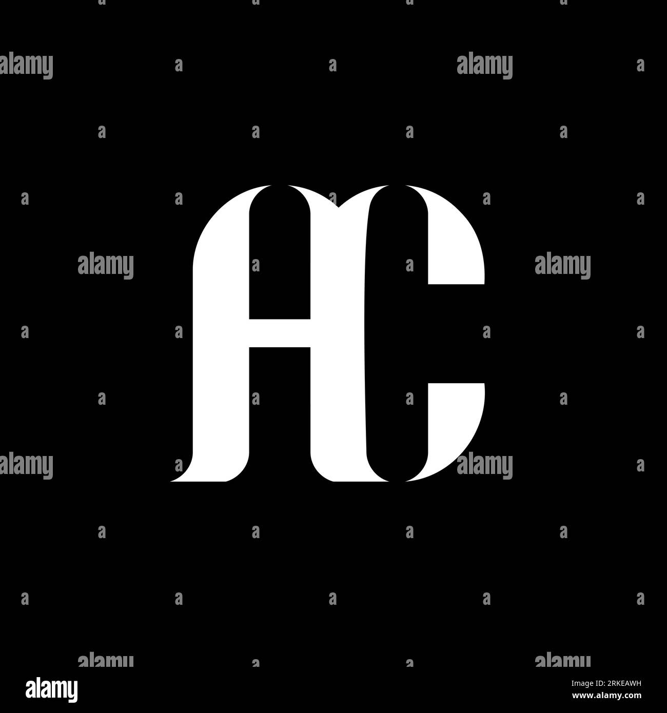 Logo AC A lettre C. Lettre initiale du logo du monogramme majuscule du cercle lié AC de couleur blanche. Logo AC, Un design C. CA, A C Illustration de Vecteur