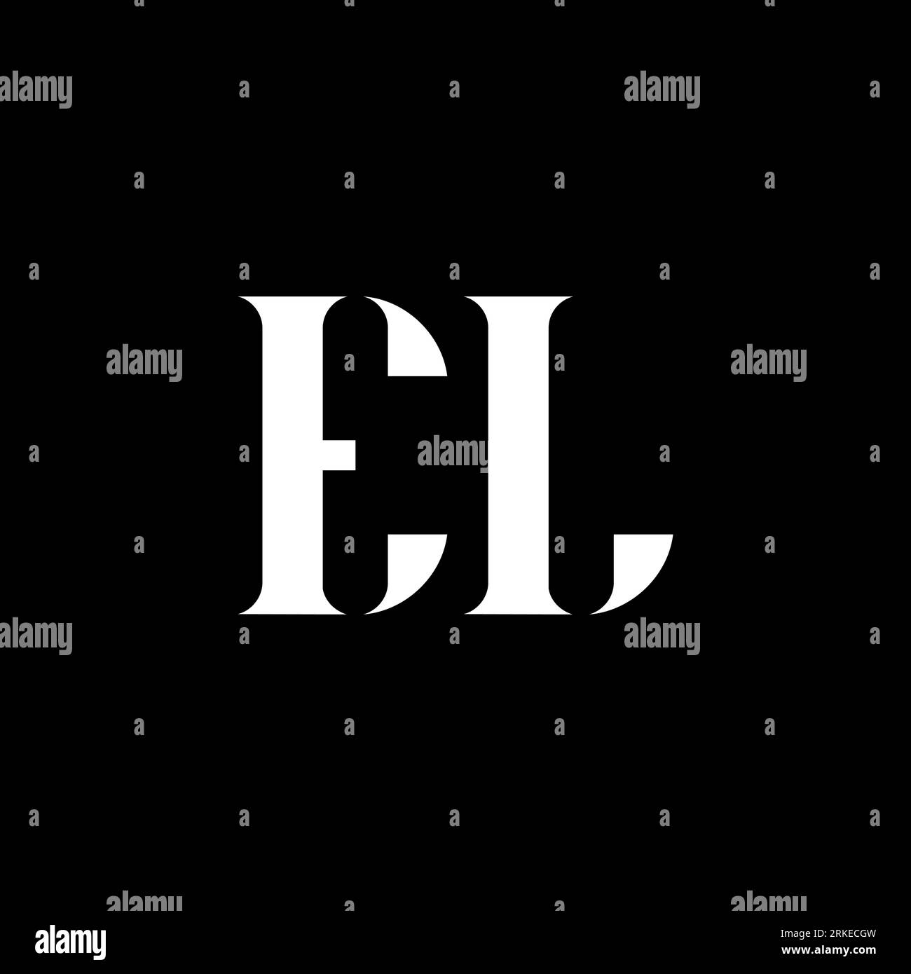 Logo lettre EL E L. Lettre initiale EL majuscule monogramme logo de couleur blanche. Logo EL Illustration de Vecteur