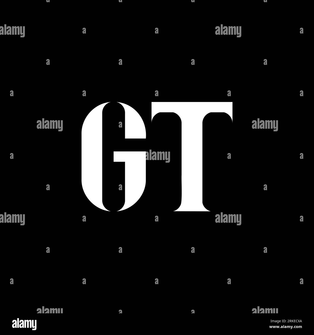 Logo GT G T lettre. Lettre initiale du logo du monogramme GT majuscule de couleur blanche. Logo GT Illustration de Vecteur