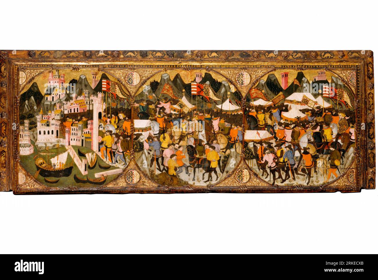 Conquête de Naples par Charles III de Durazzo, dans une œuvre médiévale de 1382 Banque D'Images