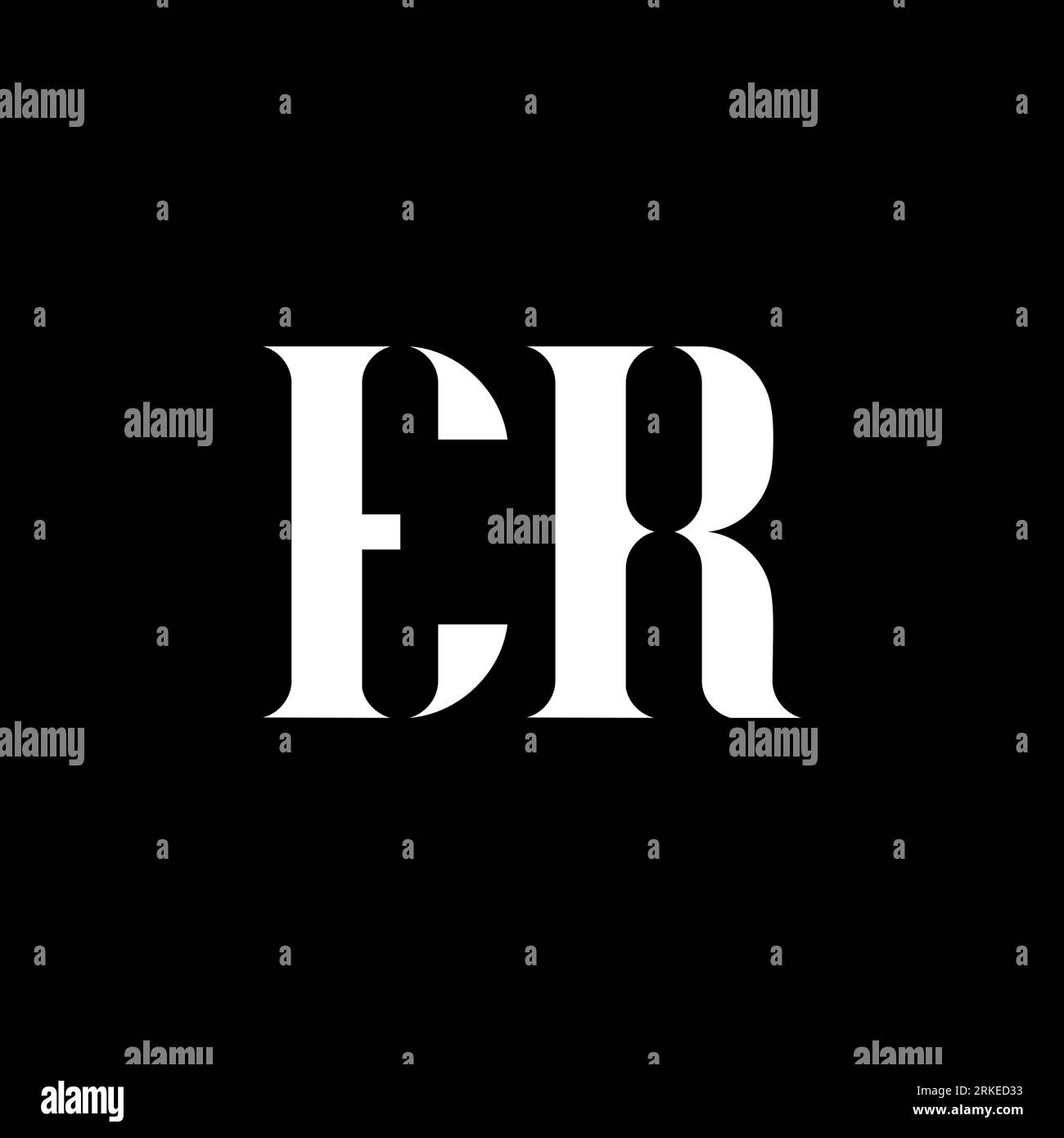 Logo de lettre ER E R. Lettre initiale ER majuscule monogramme logo de couleur blanche. Logo ER, design E R. ER, E R Illustration de Vecteur