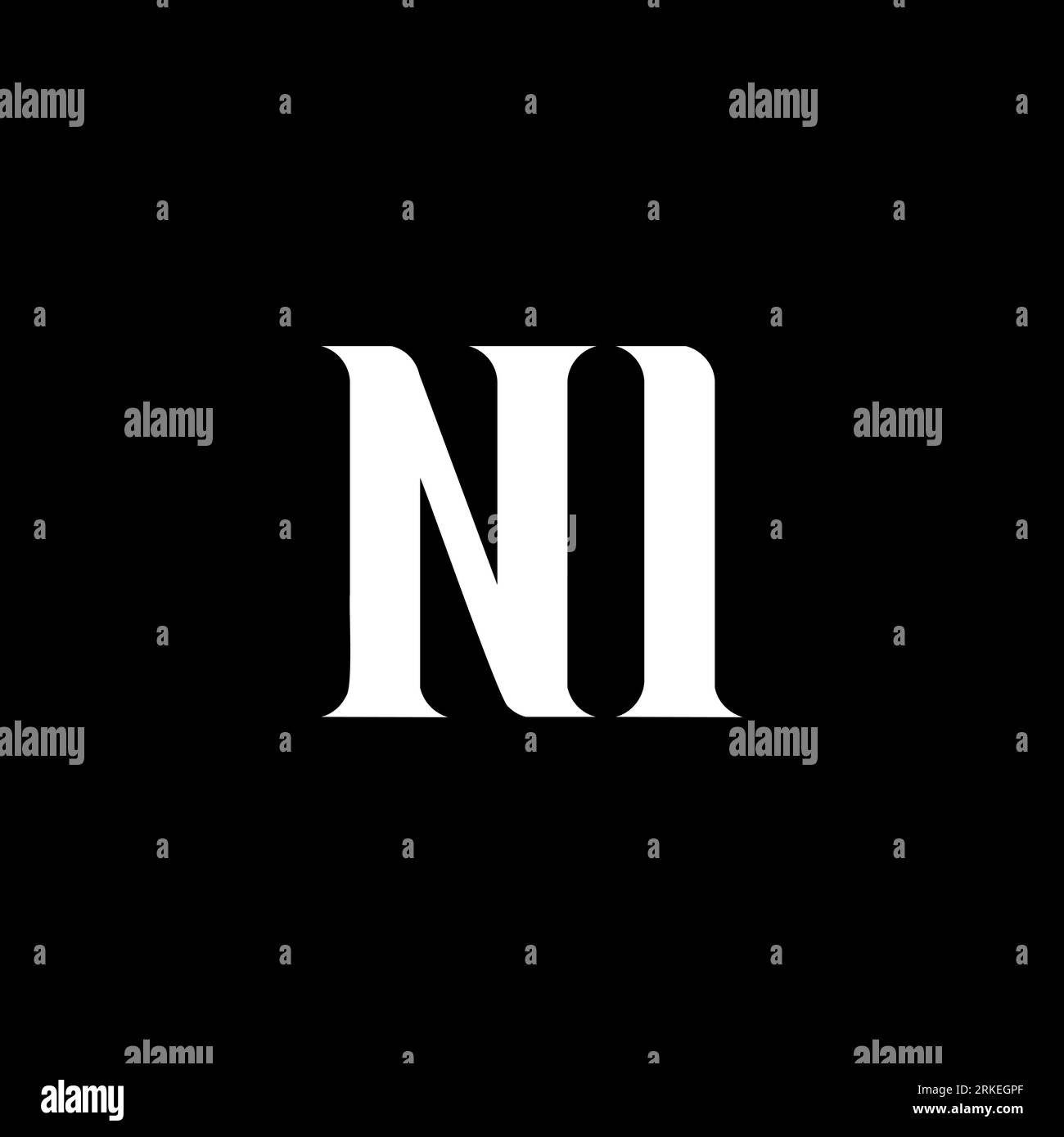 Logo NI N I lettre. Lettre initiale ni majuscule monogramme logo de couleur blanche. Logo NI, N I design. NI, N I Illustration de Vecteur