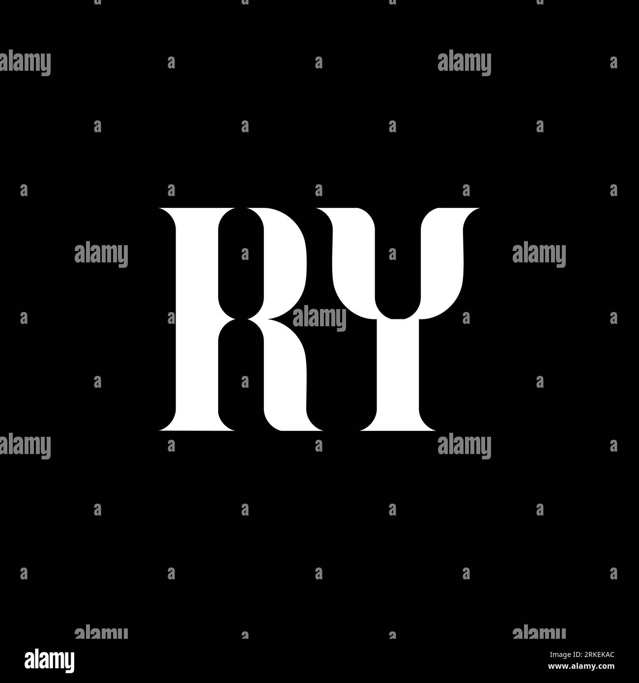 Logo RY R y lettre. Lettre initiale RY majuscule monogramme logo de couleur blanche. Logo RY, conception R y. RY, R Y Illustration de Vecteur