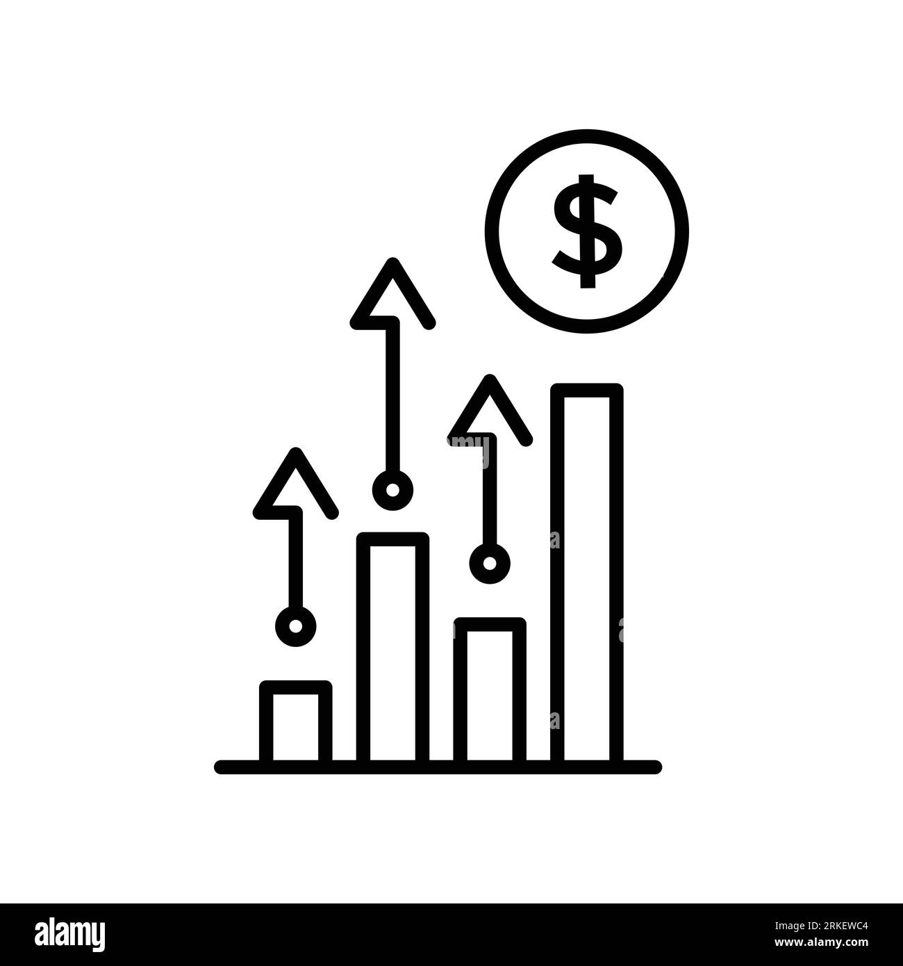 icône de succès financier, flèche future vers le haut, graphique vers le haut, augmenter le revenu d'argent de croissance, symbole web de ligne mince sur fond blanc - vecteur de trait modifiable Illustration de Vecteur