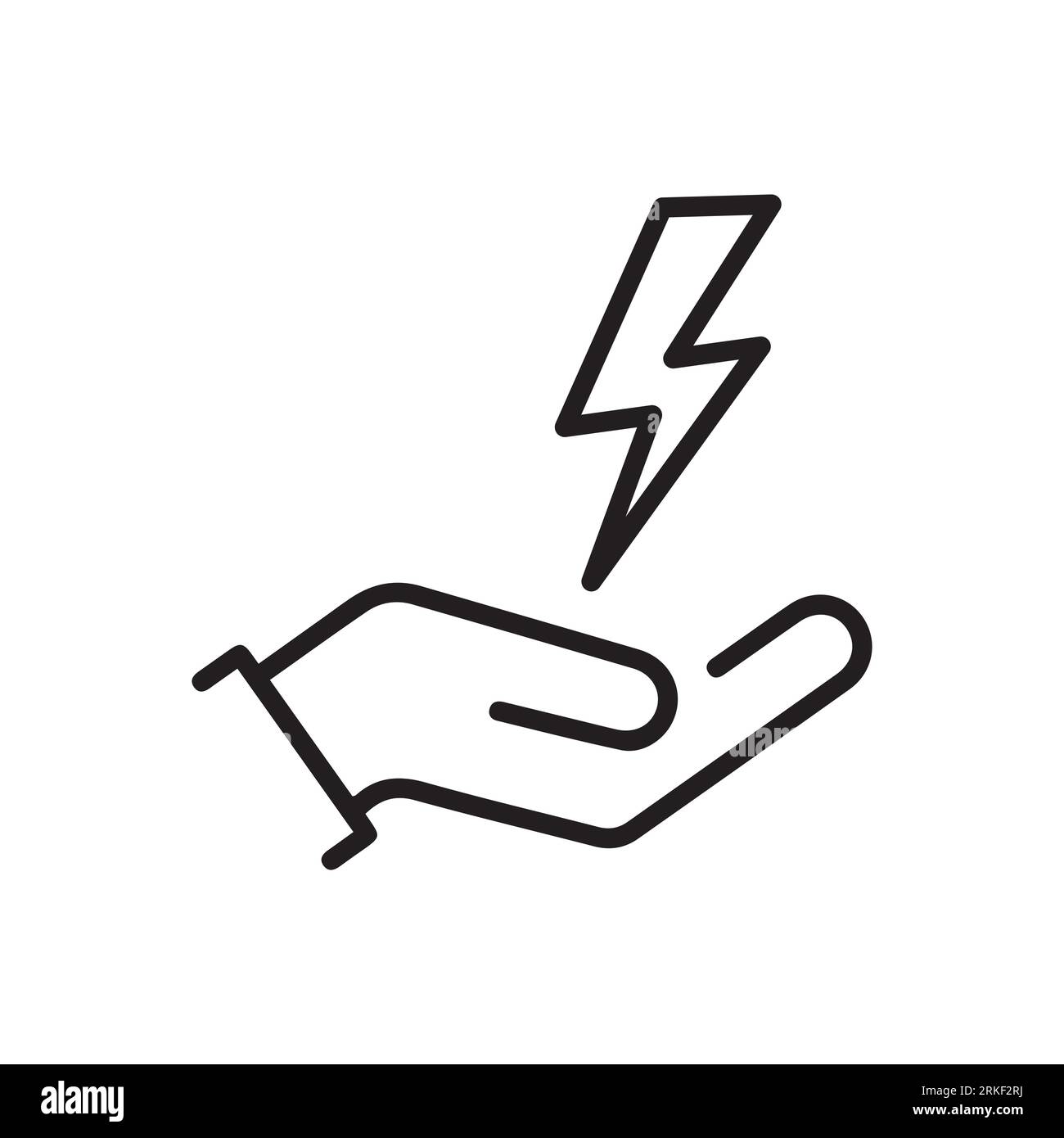 icône d'économie d'énergie, contrôle de la puissance électrique, consommation d'économie de main, symbole de ligne mince sur fond blanc - illustration vectorielle de trait modifiable Illustration de Vecteur