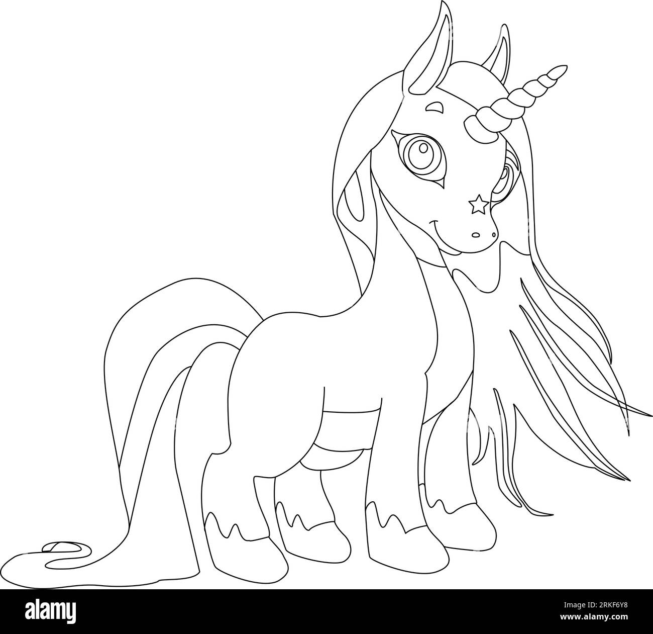 Plongez dans le monde de Licorn Coloring Book Magic, animal fantastique. Noir et blanc, linéaire, image. Pour la conception de livres de coloriage, tirages, poste Illustration de Vecteur