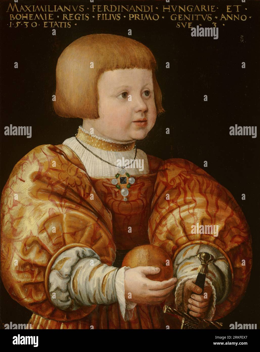 Portrait de Maximilien d'Autriche (1527-1576), âgé de trois ans 1530 par Jakob Seisenegger Banque D'Images