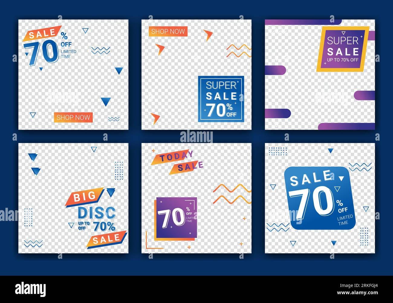 Collection de modèles de vente pour la vente promotionnelle. Bannières carrées pour la publication de médias sociaux, la conception pour les annonces, modèle pour la vente de mode, web ou Internet post et Illustration de Vecteur