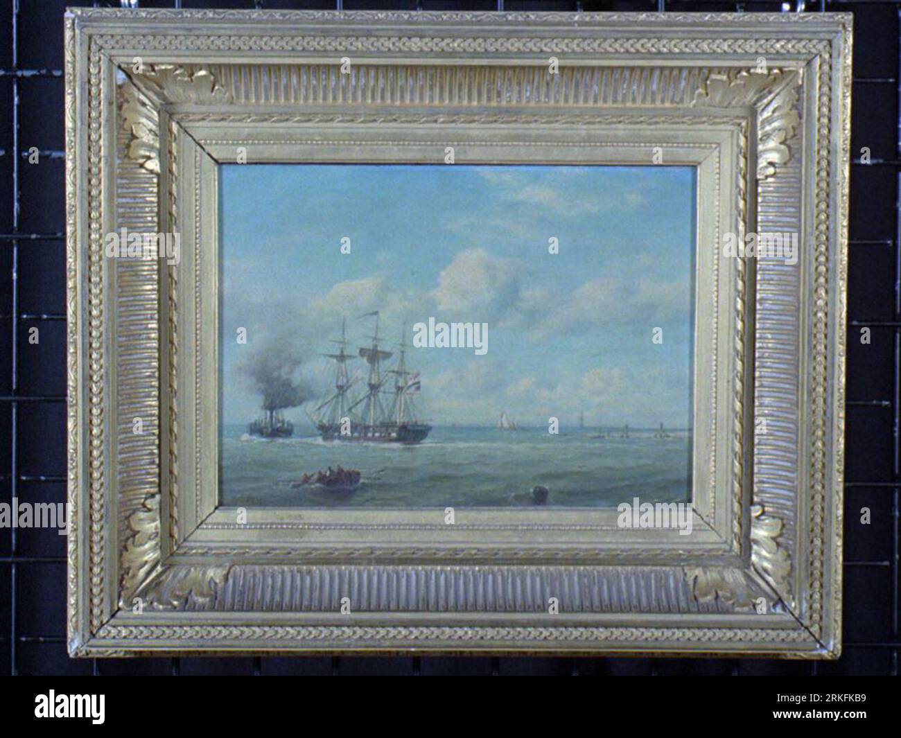 Uitvarend fregatschip met radersleepboot 1864 par Petrus Paulus Schiedges Banque D'Images