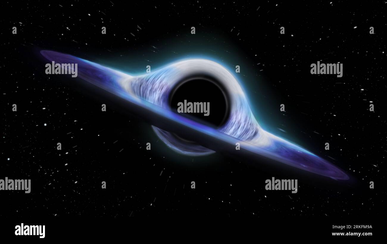 Un trou noir dans l'espace. Une visualisation d'un phénomène scientifique. Graphisme de concept d'illustration 3D, loisirs Banque D'Images