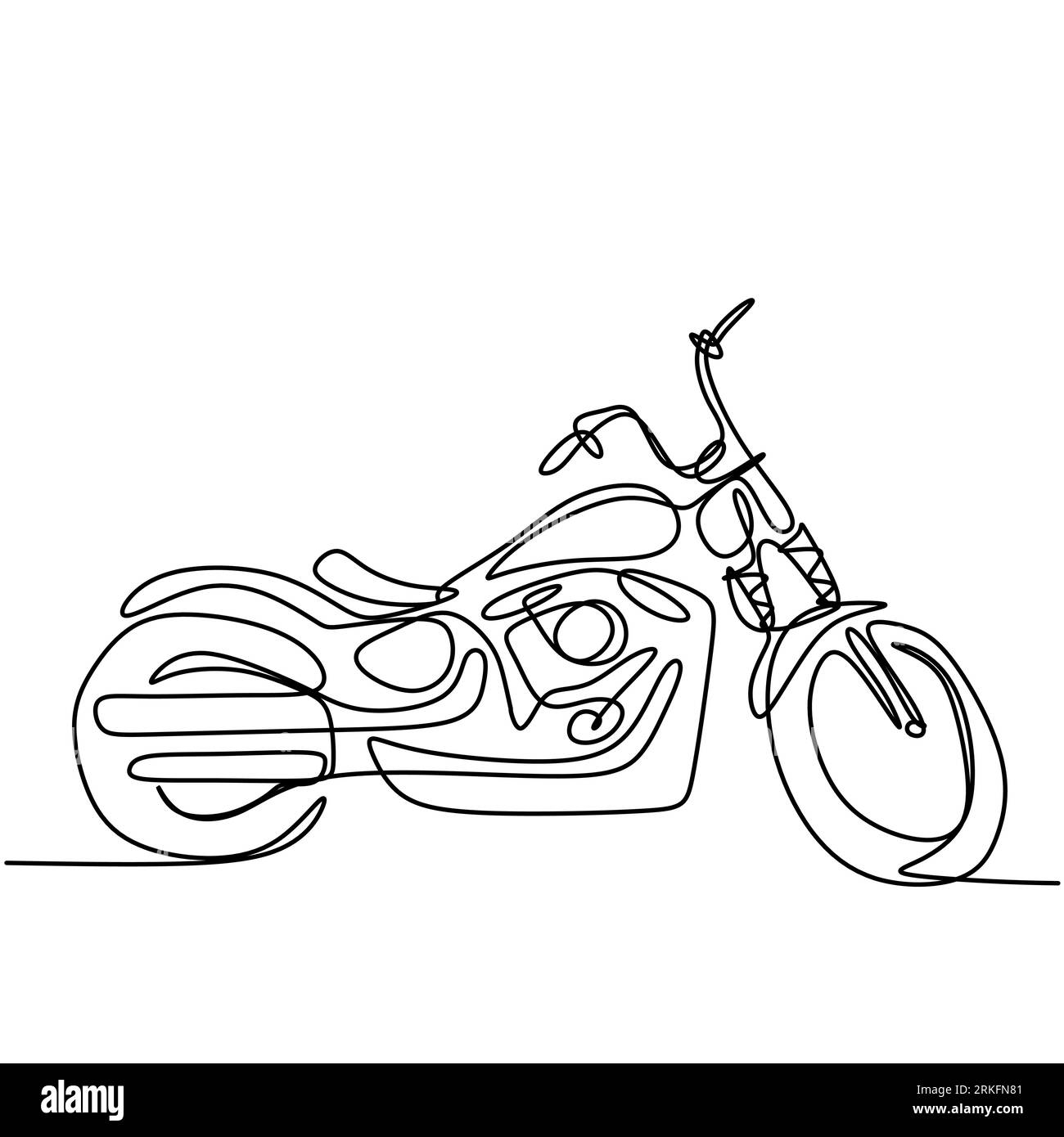 Dessin continu d'une ligne de vieille moto vintage classique. Moto rétro cool isolé sur fond blanc. Co. De transport de moto antique Illustration de Vecteur