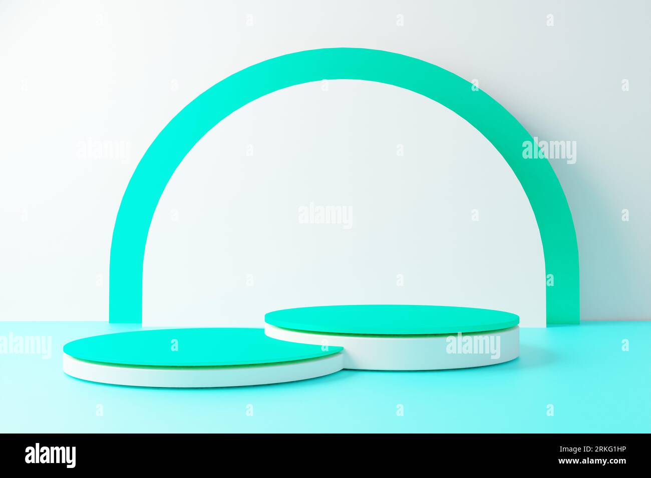 formes géométriques minimales abstraites 3d. Podium vert brillant pour votre conception Banque D'Images