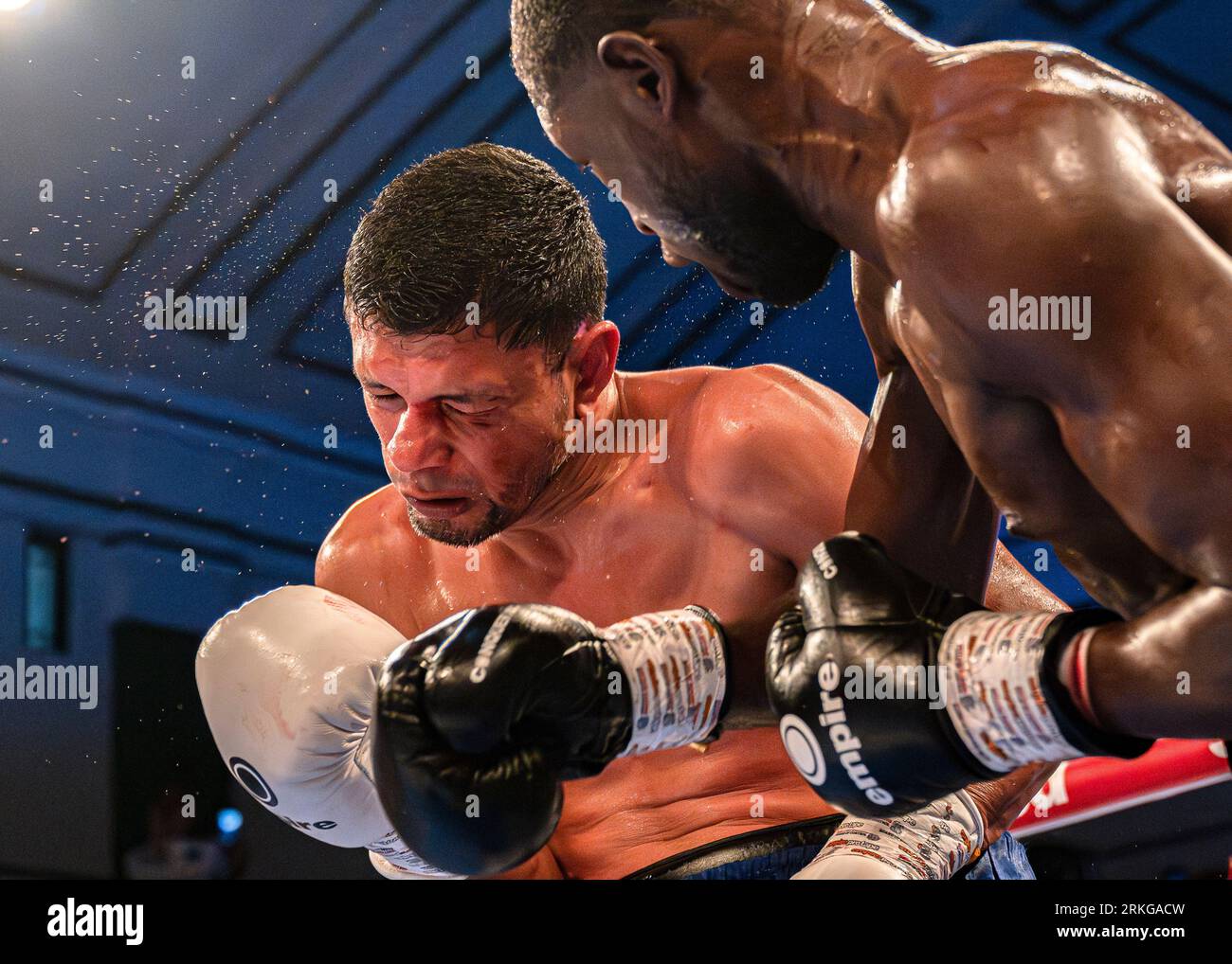LONDRES, ROYAUME-UNI. 18 août 2023. Joel Kodua vs Eligio Palacios - Super-Welterweight Contest pendant McCann vs Baluta Fight Night à York Hall sur F. Banque D'Images