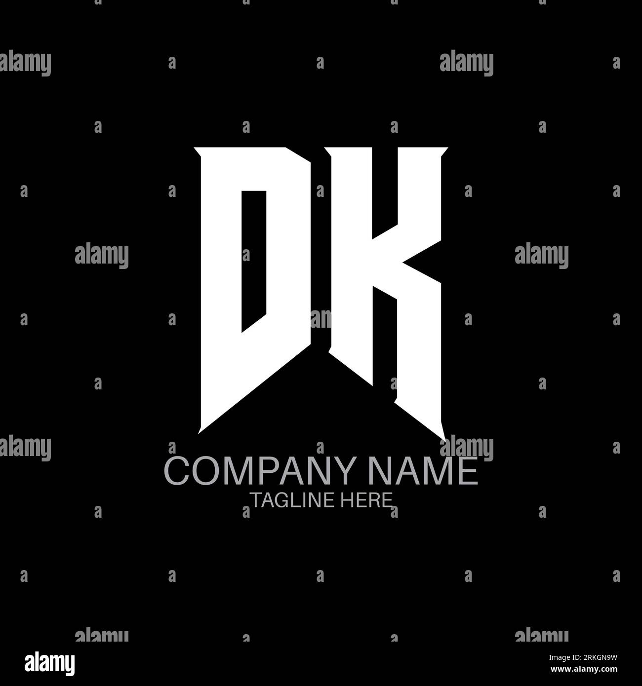 Design du logo DK Letter. Lettres initiales icône du logo DK Gaming pour les entreprises technologiques. Modèle de conception de logo minimal DK lettre Tech. Motif lettre DK v Illustration de Vecteur