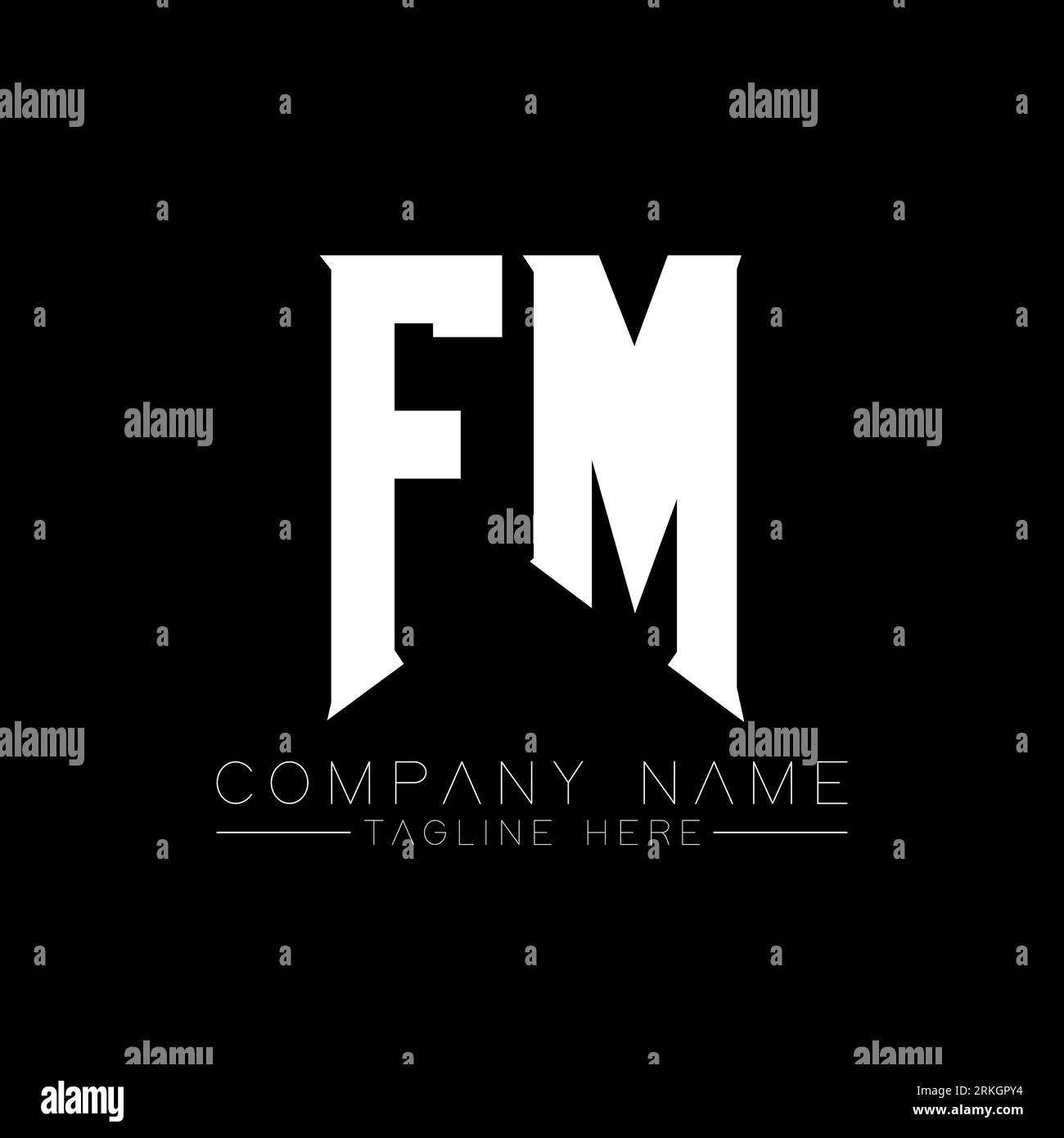 Logo FM Letter. Lettres initiales icône du logo de FM Gaming pour les entreprises technologiques. Modèle de conception de logo minimal de lettre technique FM. Lettre FM design v Illustration de Vecteur