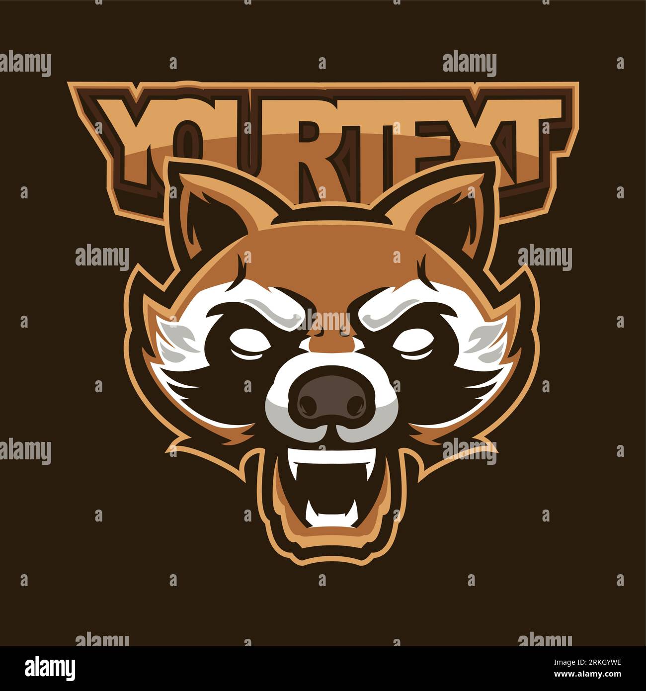 Angry vintage Raccoon Head sports logo illustration de conception de mascotte pour le sport et l'e-sport ou l'équipe de jeu. Mascotte de raton laveur sauvage, conception de modèle isolé Illustration de Vecteur