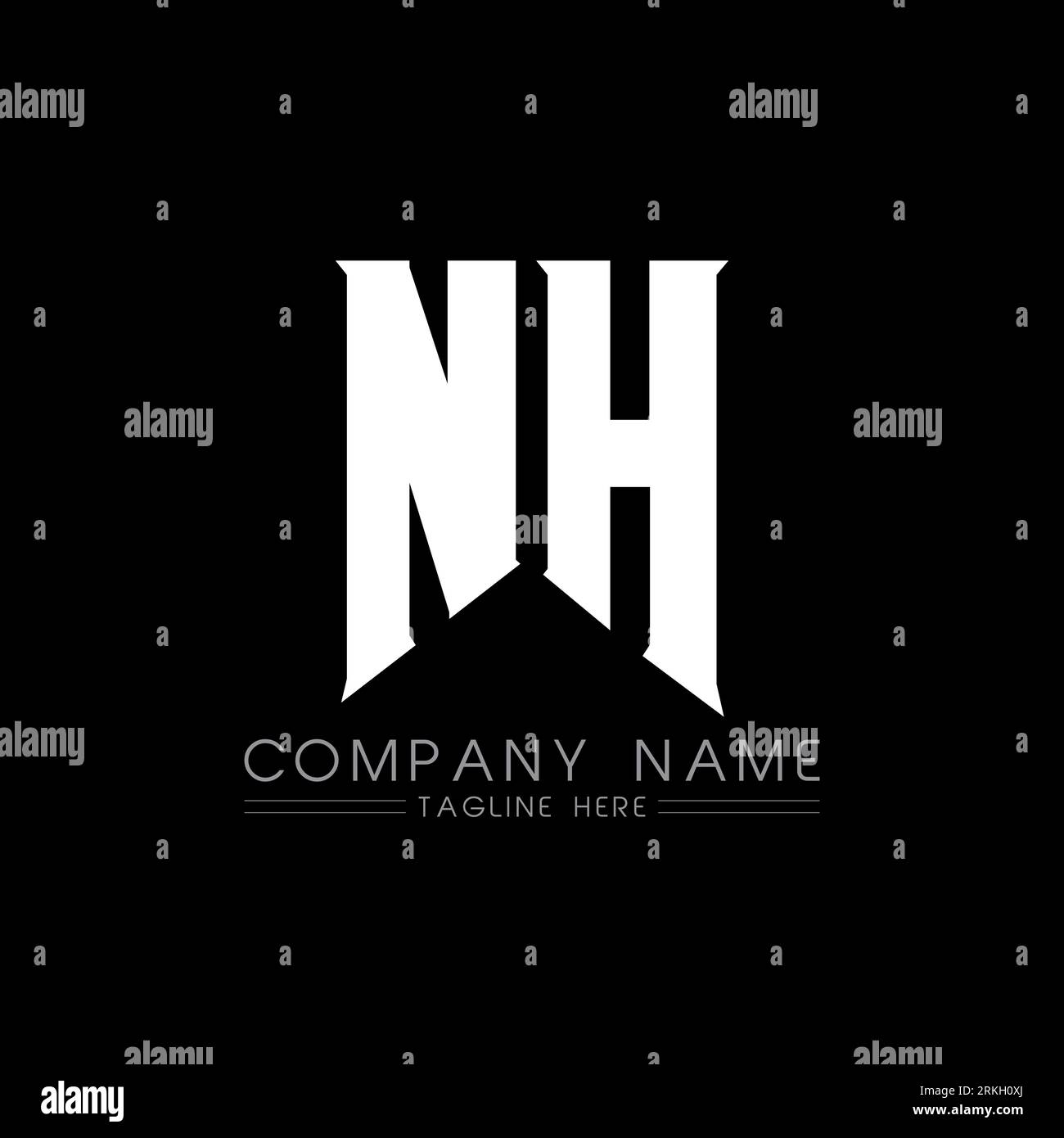 Design du logo NH Letter. Lettres initiales icône du logo NH Gaming pour les entreprises technologiques. Modèle de conception de logo minimal NH lettre technique. Lettre NH design v Illustration de Vecteur