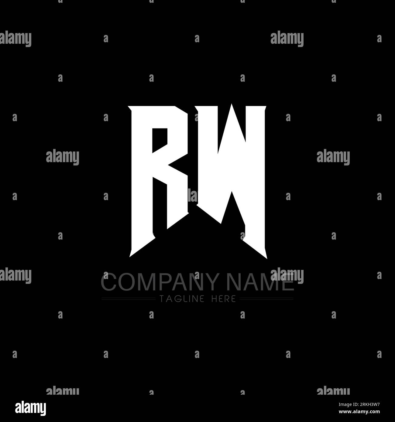 RW Letter logo Design. Lettres initiales icône du logo RW gaming pour les entreprises technologiques. Tech letter RW modèle de conception de logo minimal. RW lettre design v Illustration de Vecteur