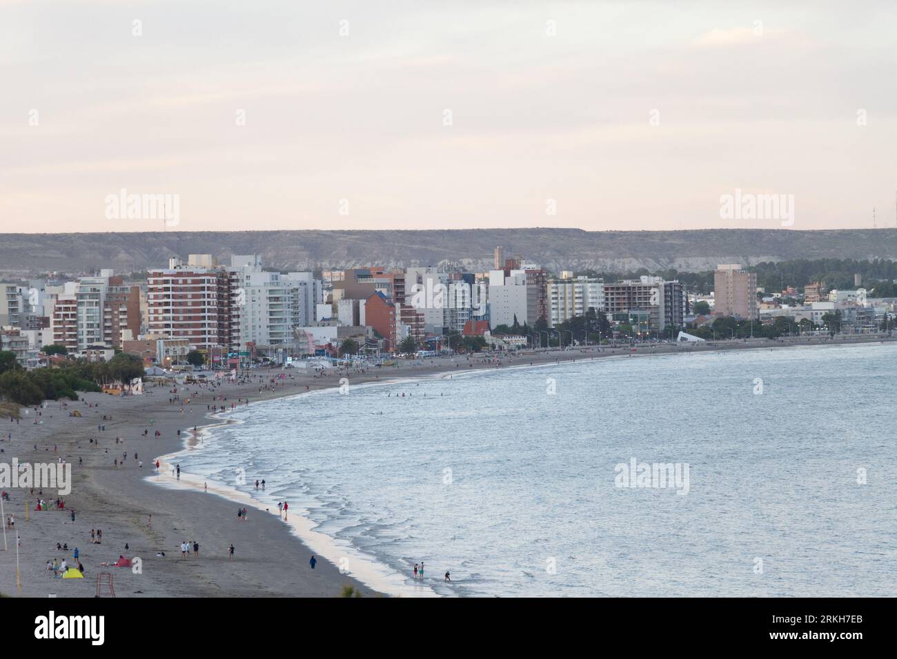 Une vue aérienne de la plage de Golfo Nuevo. Puerto Madryn, Chubut, Argentine Banque D'Images