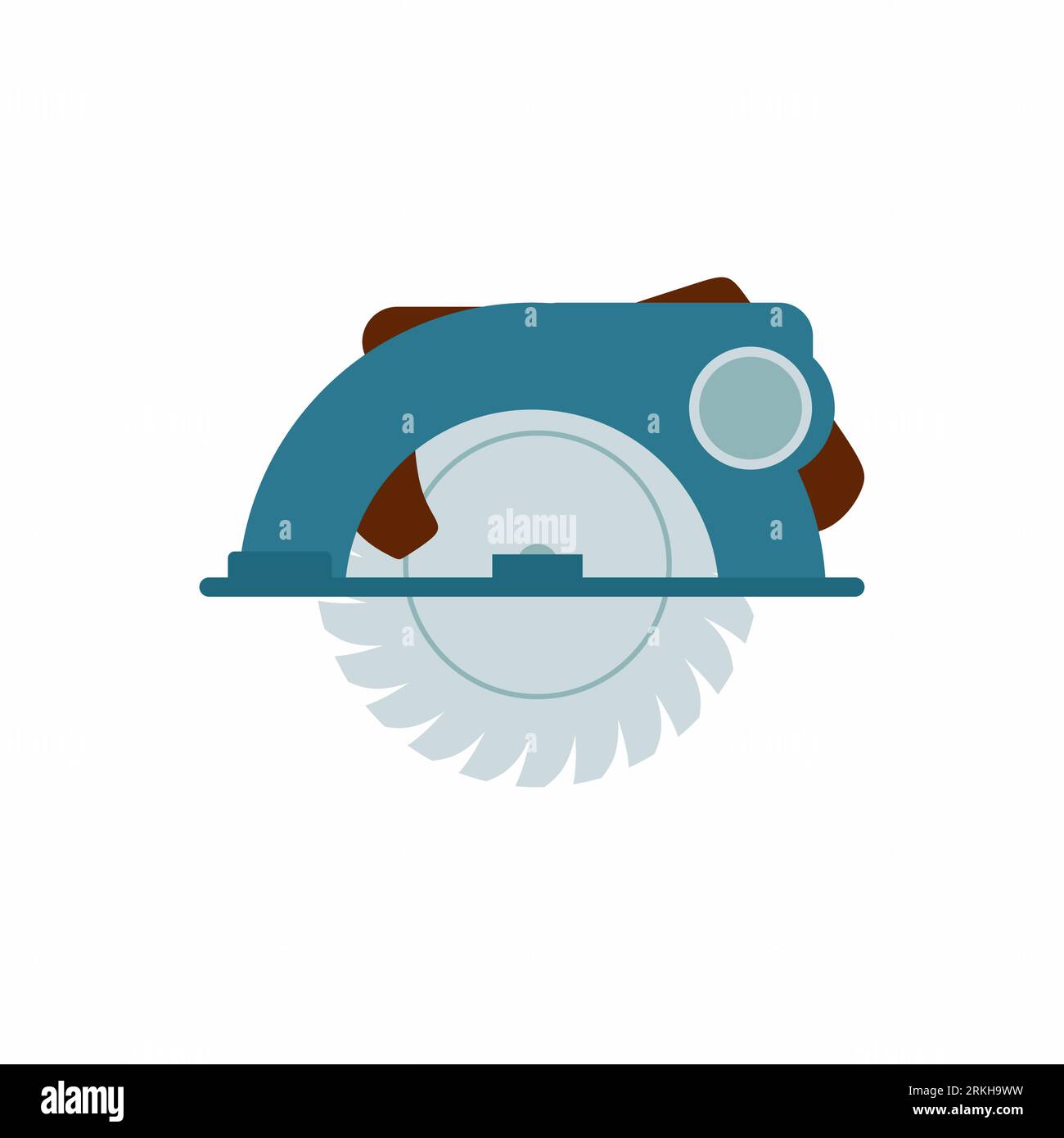 Illustration de l'icône de tronçonneuse pour outils à main. Image de dessin animé plat isolé sur fond blanc. Instrument professionnel, outil de travail. circuit essence Illustration de Vecteur