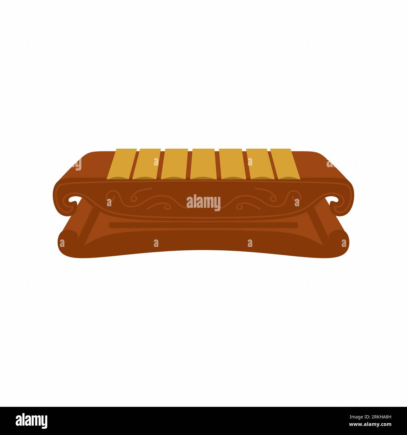 Instrument de percussion traditionnel de demung. Un des instruments de gamelan. Instrument de percussion indonésien en dessin animé isolé sur le dos blanc Illustration de Vecteur