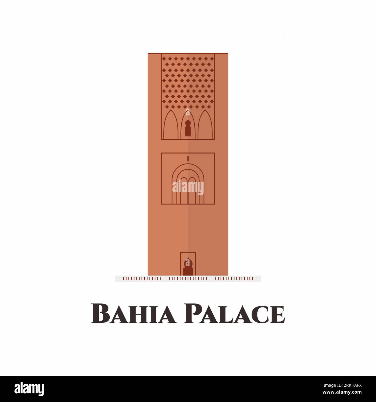 Tour Hassan ou Tour Hassan à Rabat, Maroc. C'est le minaret d'une mosquée incomplète. Illustration d'élément simple vectoriel plat. Voyage dans le monde et à Illustration de Vecteur