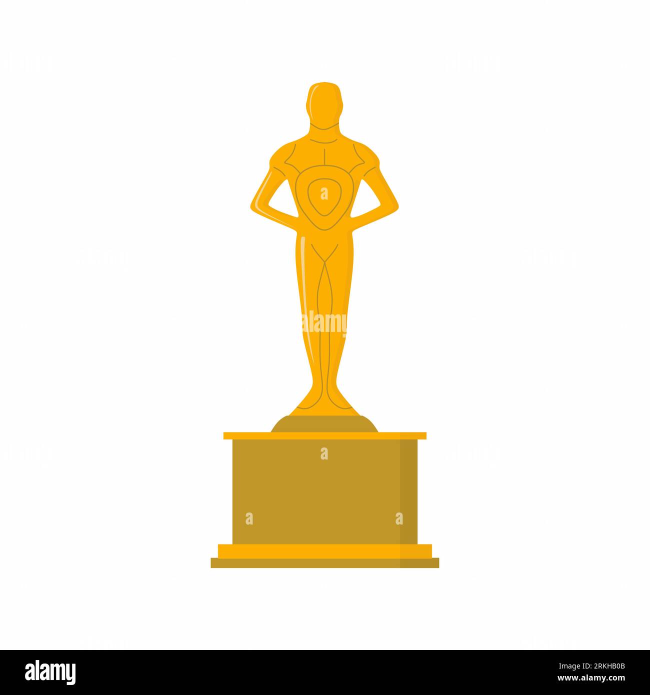 Icône du trophée Oscar. Un prix pour le mérite artistique et technique dans l'industrie cinématographique. Symbole du trophée Hollywood. Les prix les plus célèbres et les plus prestigieux de Illustration de Vecteur