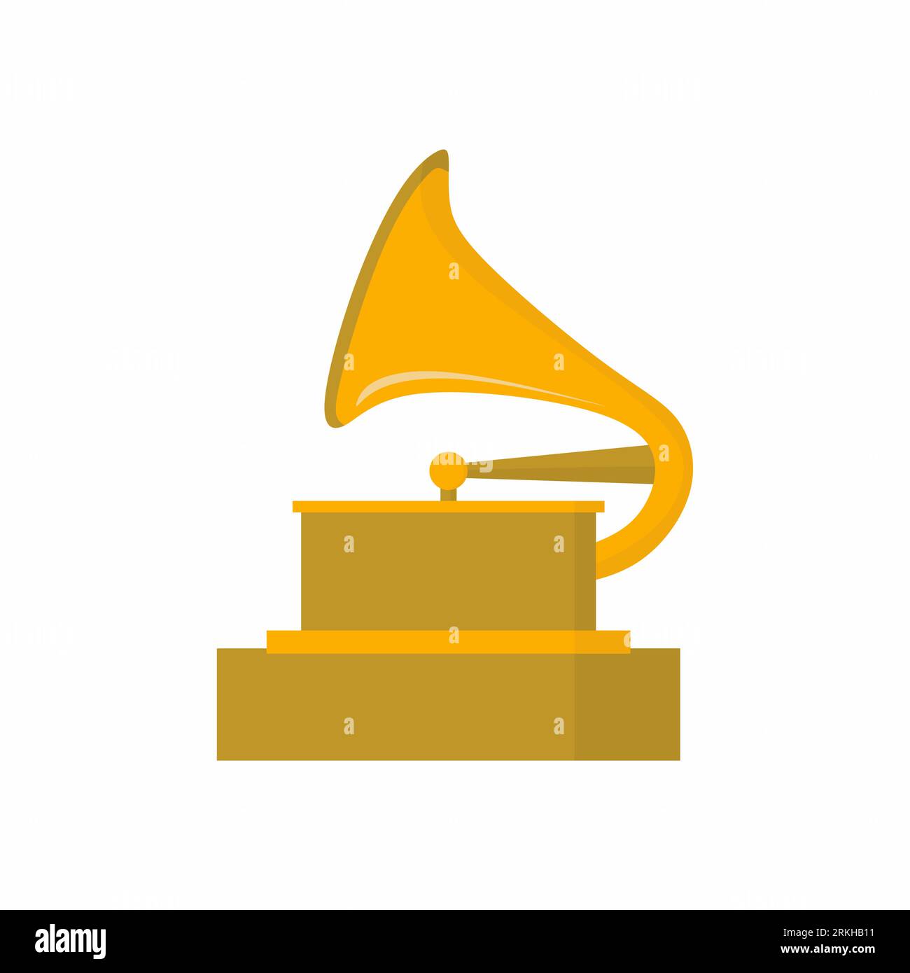 Icône plate de coupe trophée Grammy isolé sur fond blanc. Un prix décerné par la Recording Academy pour reconnaître les réalisations dans l'industrie de la musique. Illustration de Vecteur