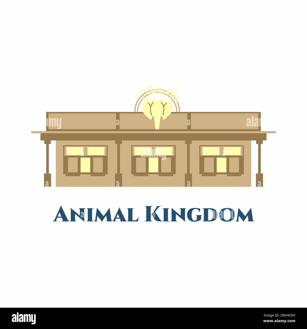 Disney's Animal Kingdom. Il s'agit d'un parc zoologique situé au Walt Disney World Resort à Bay Lake, en Floride, près d'Orlando. L'un des plus grands animaux t Illustration de Vecteur