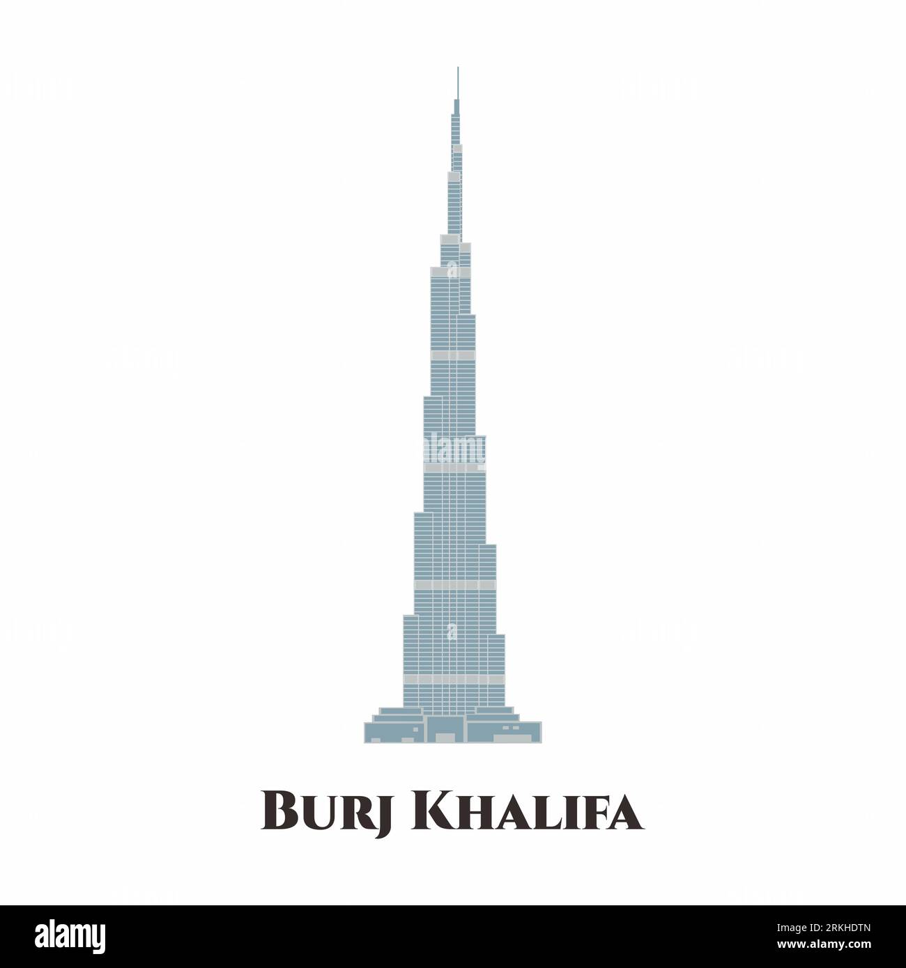 Burj Khalifa à Dubaï, Émirats arabes Unis. C'est un endroit merveilleux à visiter. Panorama sur les toits de Dubaï. Bâtiment moderne paysage urbain Voyage d'affaires et à Illustration de Vecteur
