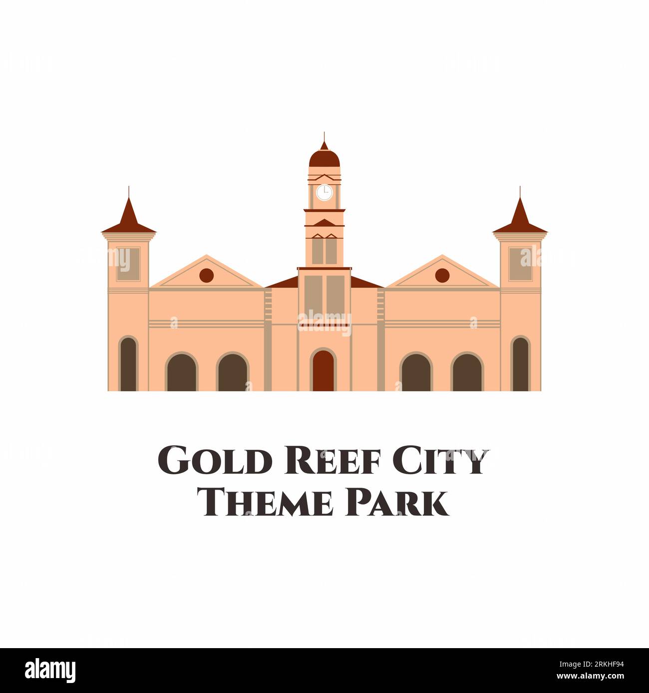Gold Reef City est un parc d'attractions situé à Johannesburg, en Afrique du Sud. L'un des plus grands et meilleurs parcs à thème de l'Afrique australe, avec manèges et attractions f Illustration de Vecteur