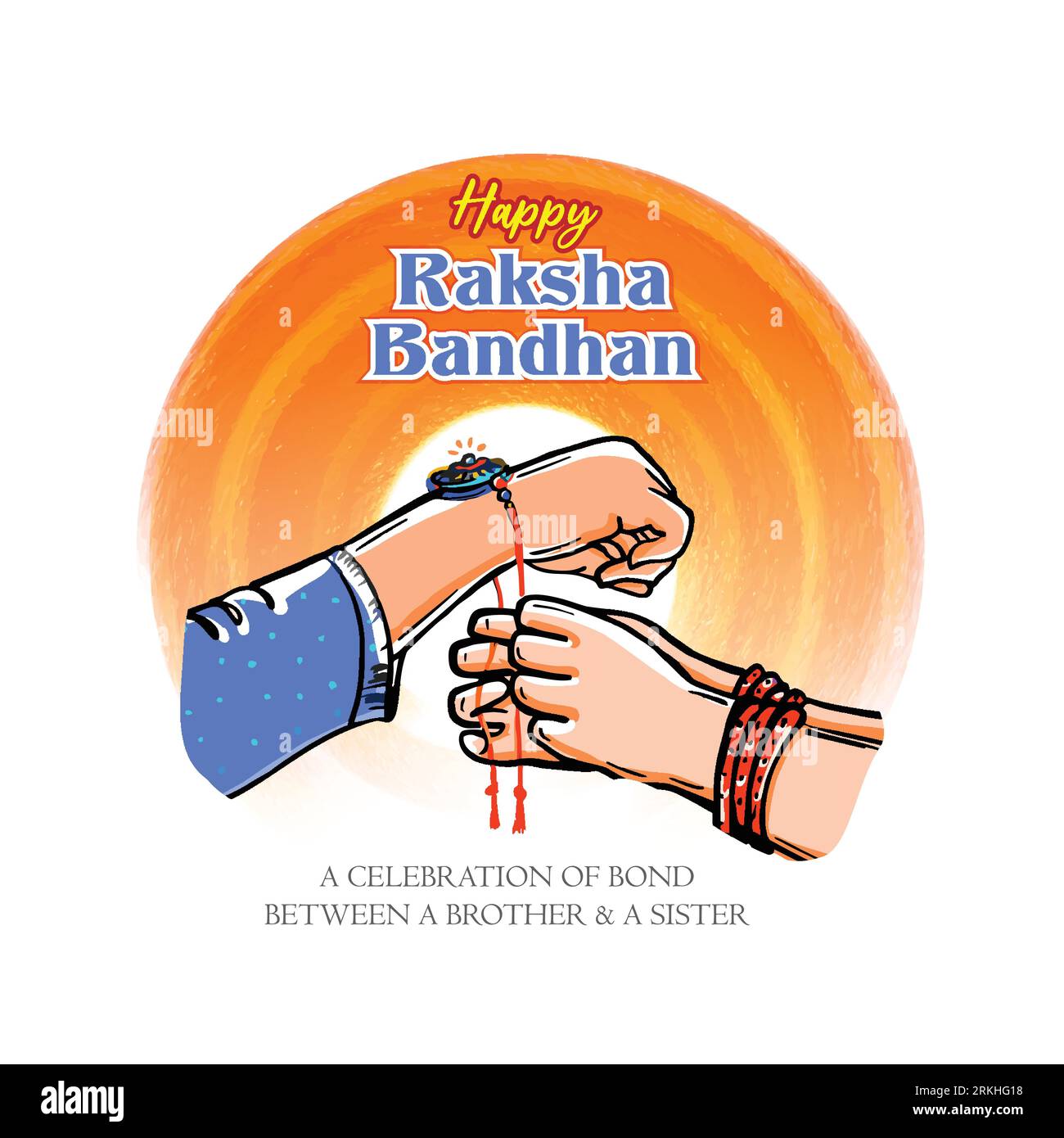 Illustration vectorielle de mains, main sœur attachant rakhi au poignet de son frère pendant le festival Raksha Bandhan ou une cérémonie célébrée à travers l'Inde. Illustration de Vecteur
