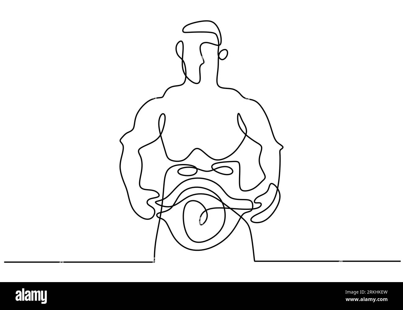 Un dessin continu de la jeune femme sportive boxer pose comme un gagnant. Un boxeur professionnel gagne dans les matchs de boxe. Concept de sport de combat compétitif Illustration de Vecteur