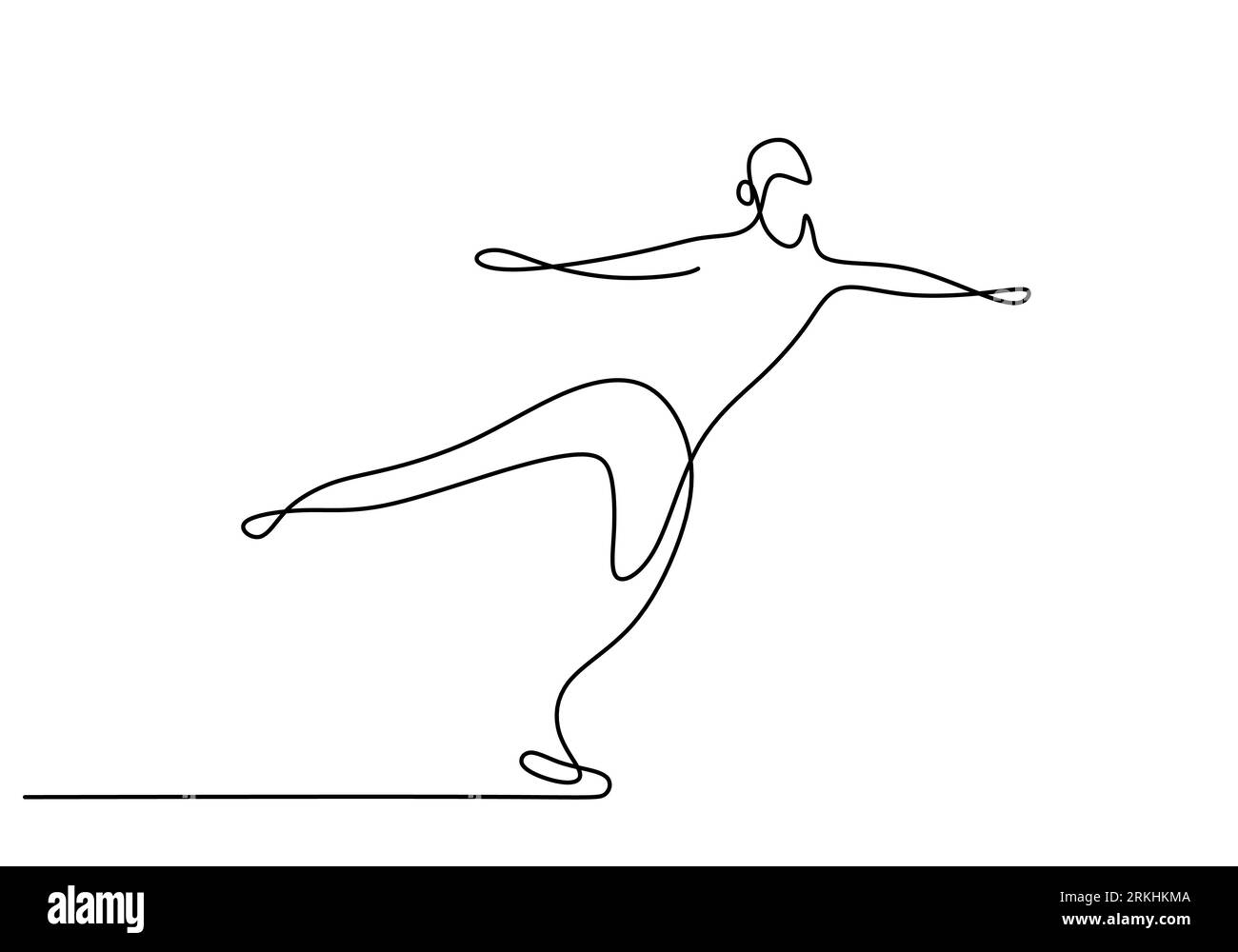 Un dessin au trait continu d'un homme de patinage artistique. Jeune homme heureux jouant au patinage sur glace dans la zone de glace tout en dansant librement. Concept de sport d'hiver isolat Illustration de Vecteur