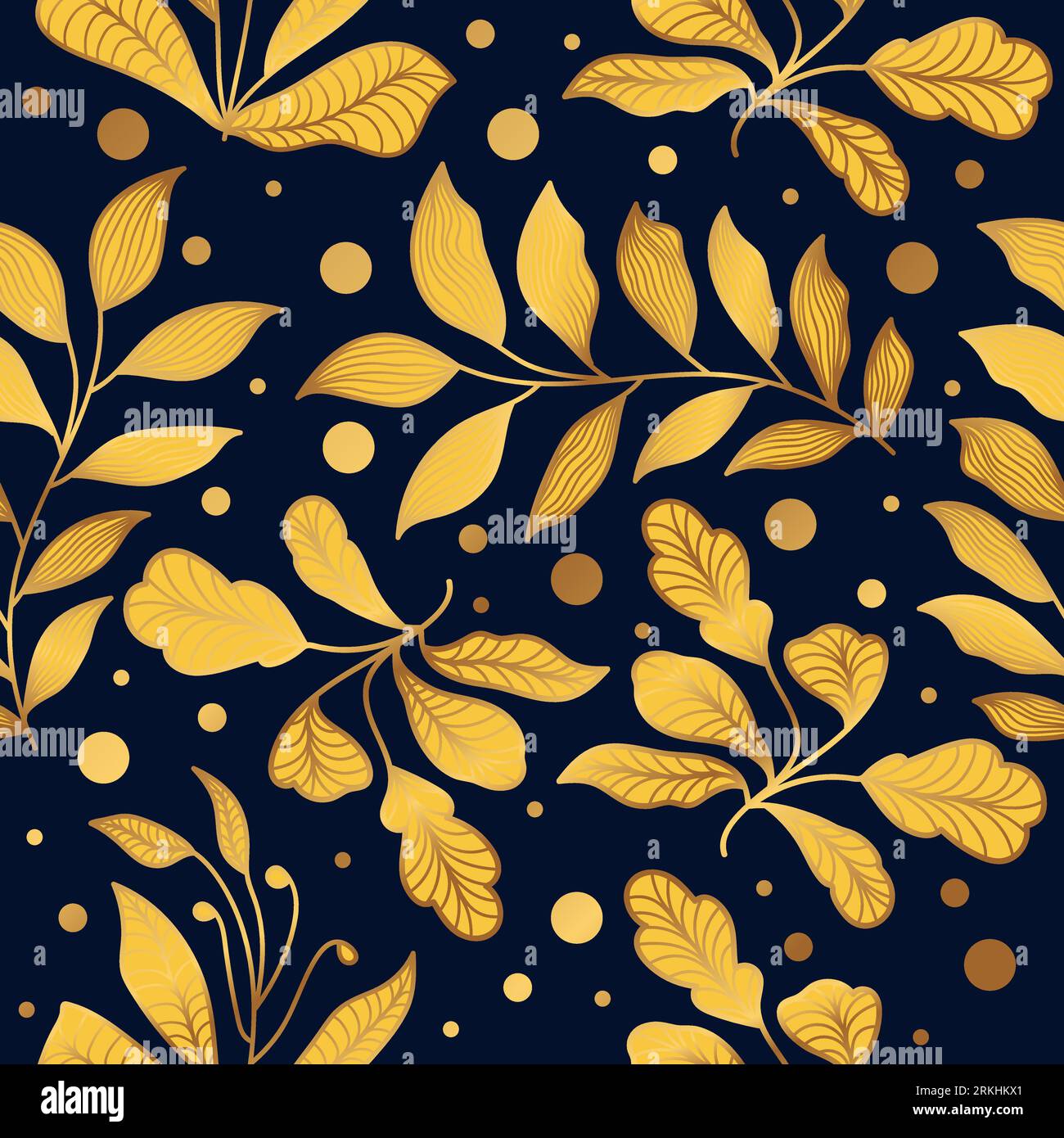 Luxueux et élégant motif fleur d'or. Motif floral sans couture dessiné à la main pour la mode, papier peint, papier d'emballage, fond, tissu, textile Illustration de Vecteur