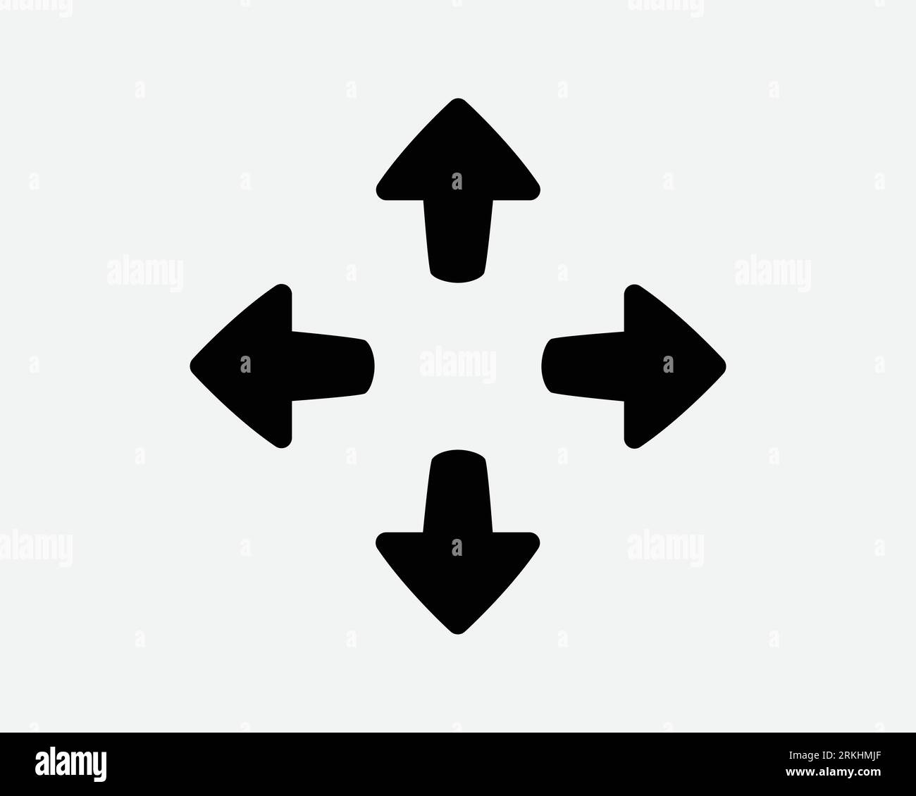 Quatre flèches pointant vers l'extérieur icône Zoom dans 4 directions de la flèche pointeur central Noir blanc forme vecteur Clipart Illustration graphique Illustration graphique symbole signe Illustration de Vecteur