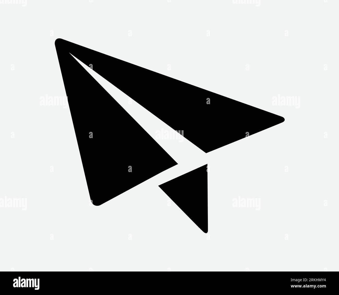Papier icône avion avion avion pliant Origami Email Mail message Broadcast Internet News communication médias sociaux Black forme Vector Sign Symbo Illustration de Vecteur