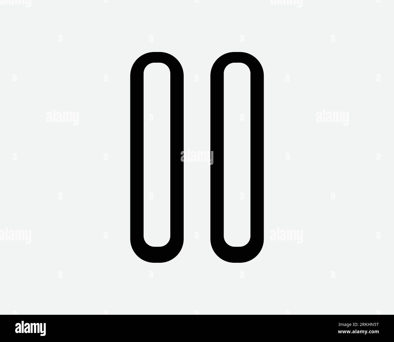 Icône Pause Line musique film vidéo Audio bouton de contrôle multimédia navigation App Player interface numérique Noir blanc contour symbole vectoriel signe Illustration de Vecteur