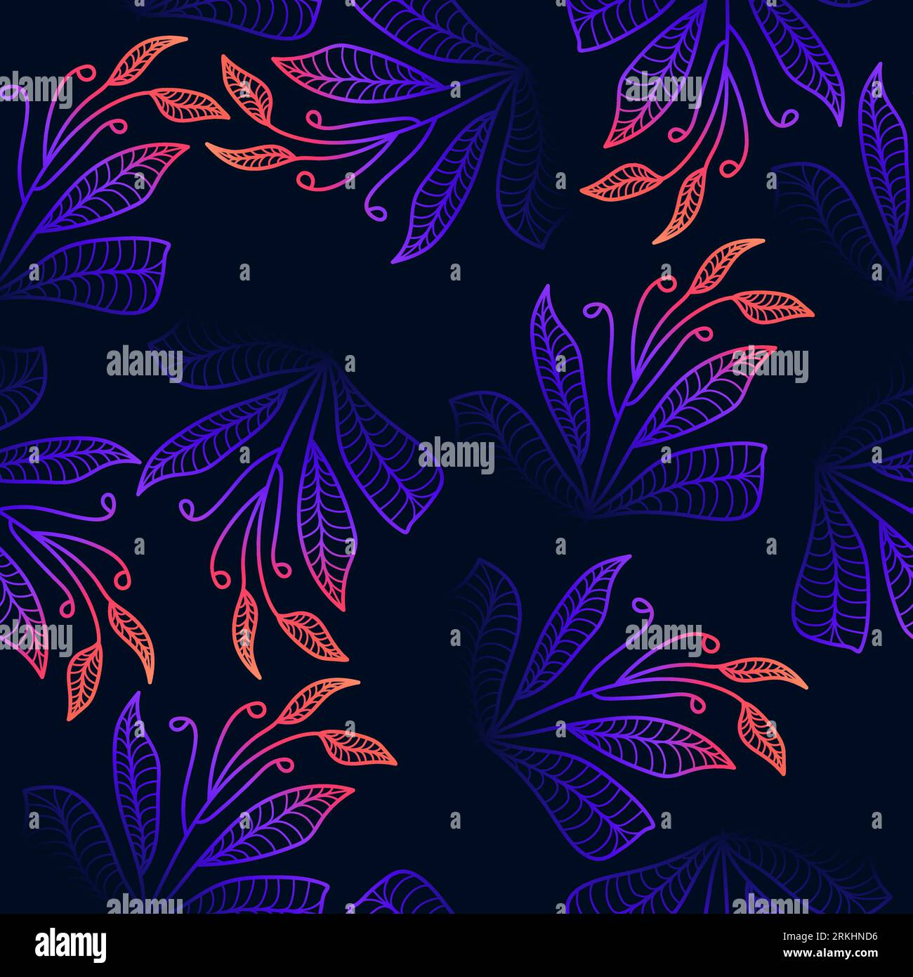 Motif floral sans couture coloré avec style dégradé. Motif de fleur dessiné à la main pour la mode, papier peint, papier d'emballage, fond, tissu, textile Illustration de Vecteur