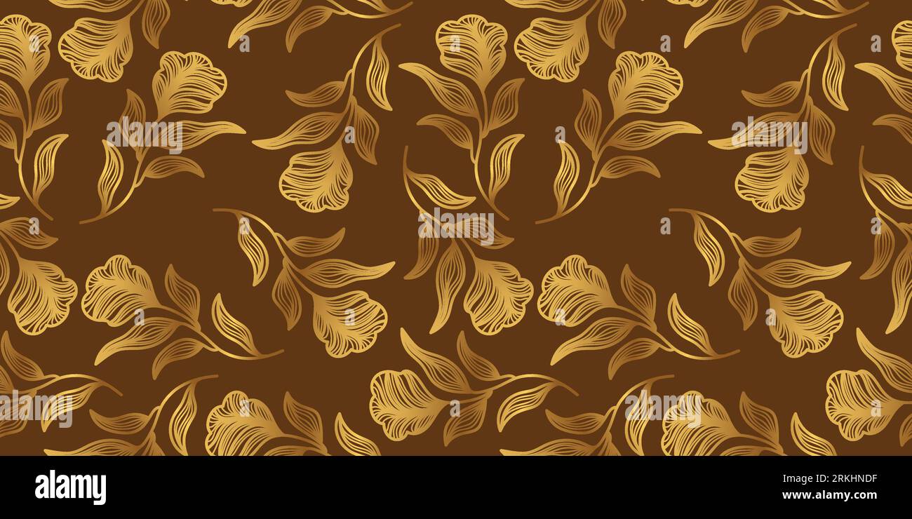 Motif floral exotique sans couture en luxueux dégradé doré. Motif floral. Convient pour papier peint, papier d'emballage, fond, tissu, textile, vêtements Illustration de Vecteur